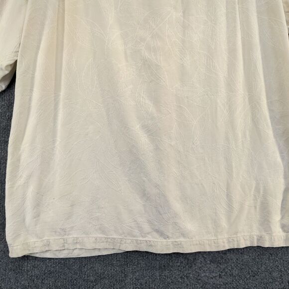 Island Shores Men's Washable Silk Button Up Shirt Cream XL Short Sleeve Pocket - Picture 7 of 16